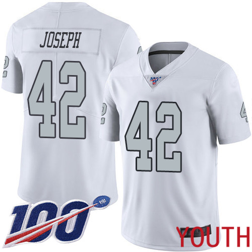 Oakland Raiders Limited White Youth Karl Joseph Jersey NFL Football #42 100th Season Rush Vapor Jersey->youth nfl jersey->Youth Jersey